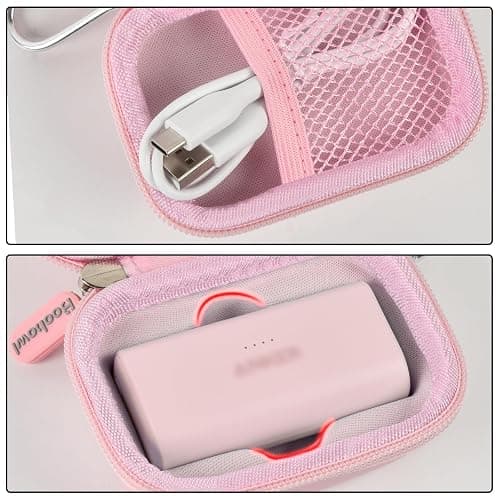 Boobowl Case Compatible with Anker Nano Portable Charger Power Bank, 5,000 Mah, with Built-in Lightning Connector, Charging Battery Pack Storage Holder for amelema/for LanLuk/for Feob (Box Only)-Pink thumbnail 3