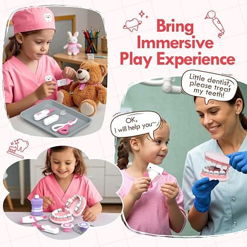Lehoo Castle Doctor Kit for Toddlers 3-5 Girls, Kids Dentist Play Set, Toys for 3 4+ Year Old Girls, Pretend Play for Toddlers, Kids Doctor Playset, Medical Kits for Boys 3 4 5 thumbnail 8