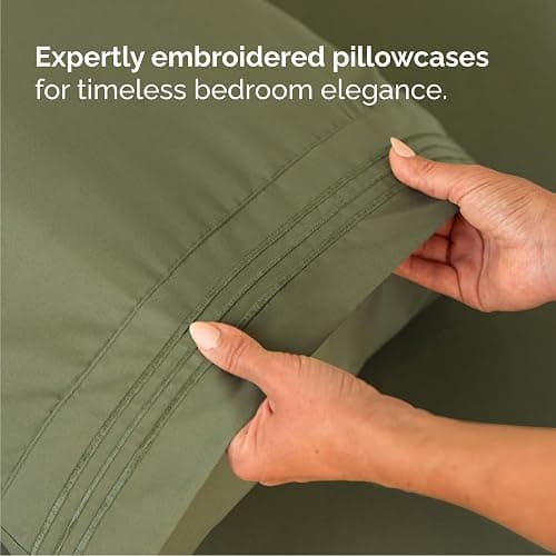 Queen Size 4 Piece Sheet Set - Breathable & Cooling Sheets - Sage Green | Hotel Luxury Bed Sheets for Women & Men, Deep Pockets, Easy-Fit, Extra Soft and Wrinkle Free Sheets, Oeko-Tex Bed Sheet Set thumbnail 6