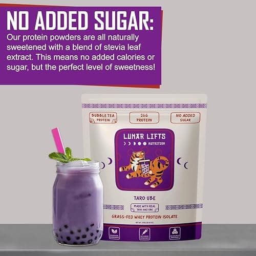 Lunar Lifts Nutrition Taro Ube Boba Tea Protein Powder | 26g Taro Milk Tea Powder | Whey Protein Isolate Powder | Bubble Tea High Protein Powder | No Added Sugars or Artificial Ingredients thumbnail 7