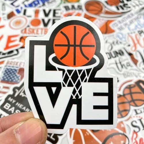 AOWDIAO Basketball Stickers for Water Bottle Cute Basketball Gifts 50 Pieces Sports Stickers for Kids Teens Adults thumbnail 6