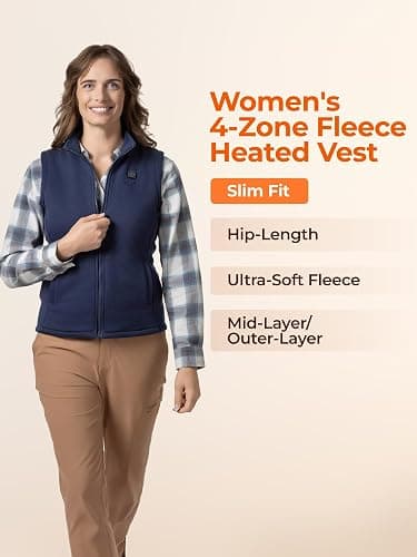 ORORO [Upgraded] Women's Heated Fleece Vest with Heated Collar and Battery, Lightweight Heating Vest Fleece thumbnail 7