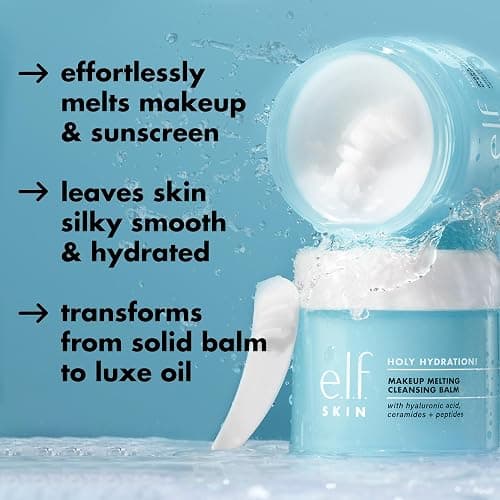e.l.f. SKIN Holy Hydration! Makeup Melting Cleansing Balm, Face Cleanser & Makeup Remover, Infused with Hyaluronic Acid to Hydrate Skin - Unscented - 2 Ounce (Pack of 1) thumbnail 4