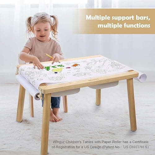 WINGYZ Sensory Table for Toddlers, Kids Table with 3 Storage Bins FSC Safe | Sand Water Table Graffiti Tabletop, Kids Art Table with Paper Holder, Toddler Activity Table for Play Study Storage 1-8 Gifts thumbnail 4