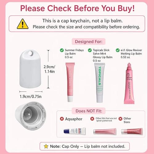 LUHOHI Lip Balm Cap Keychain for Summer Fridays Lip 0.5oz Gloss With Flower Charms Portable Accessorie (No Lip Balm) thumbnail 2