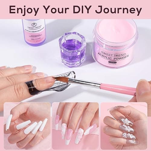 Sweet Trend Acrylic Nail Powder: 60g Clear White Pink Nude Acrylic Powder Set Professional Acrylic Nail Powder Polymer Colored Nail Extensions Kit for Carving Nails thumbnail 7