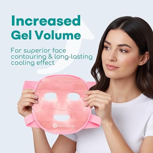 Medi Grade Face Ice Pack and Cooling Eye Mask Set, ChillGel Gel Mask, Pink | Ice face mask and gel eye mask for puffy eyes and dark circles, cooling self care with storage bag thumbnail 7
