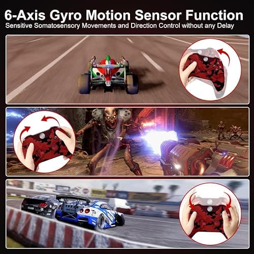 ADHJIE Xbox One Controller, Wireless Controller for Xbox One/One X/S Xbox Series X/S/PC Windows 10 with Bluetooth Connection, Dual Vibration, Camo Red thumbnail 5
