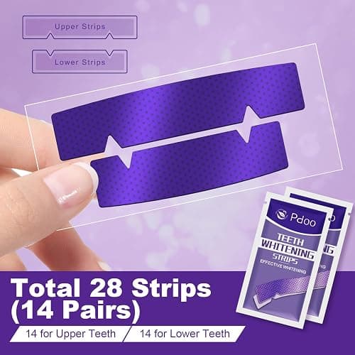 Purple Teeth Whitening Strip - Whitening for Teeth Sensitive, Professional Teeth Whitening Strips, Fast Remove Smoking, Coffee, Wine Stains, Teeth Whitening Kit Pack of 28 Non-Slip Strips thumbnail 2