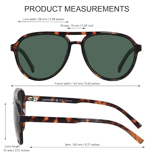 ANDWOOD Retro Polarized Aviator Sunglasses for Women Men Classic 70s Vintage Trendy Square Aviators thumbnail 5