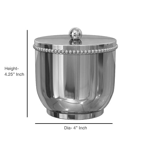 nu steel 18/8 Stainless Steel Chic Collection Beaded Q-tip Dispenser for Bathroom, Vanity Storage Organiser, Canister Jar Swabs, Cotton Balls, Shiny Finish, Clear (CHC1H) thumbnail 3