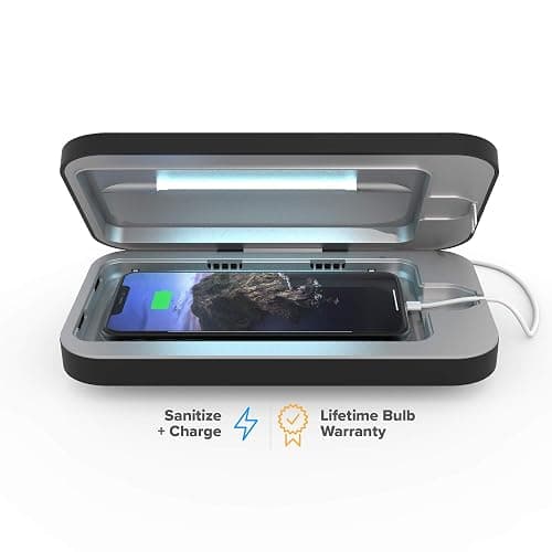 PhoneSoap 3 UV Cell Phone Sanitizer & Dual Universal Cell Phone Charger Box | Patented & Clinically Proven 360-Degree UV-C Light Sanitizer | Disinfects and Charges All Phones (Black) - Image 1