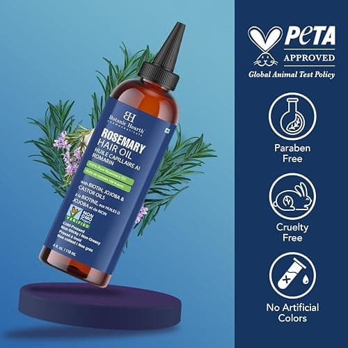 Botanic Hearth Hair Oil for Hair Growth | Rosemary Oil for Hair Growth with Biotin, Castor & Jojoba | Hair Relaxers & Dry Scalp Treatment | Color Safe | All Hair Types | 4 Fl Oz thumbnail 7