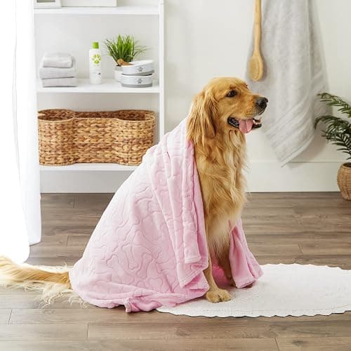 Bone Dry Embossed Bone Print Pet Blanket, Pink, 36x48" thumbnail 7