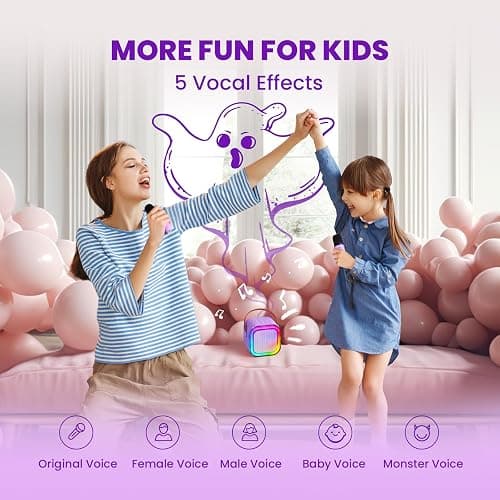 IROO Mini Karaoke Machine for Kids, 2025 TOP Toys Birthday Gifts Ideas for Girls Ages 4, 5, 6, 7, 8, 9, 10, 12+ Years Old, Portable MP3 Player with 2 Wireless Mics for Party thumbnail 3