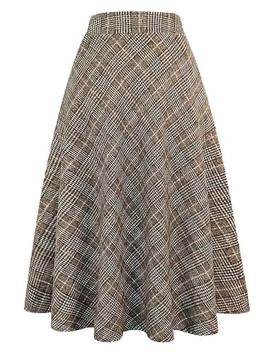 Plaid Wool Skirts A-Line Pleated - Image 1