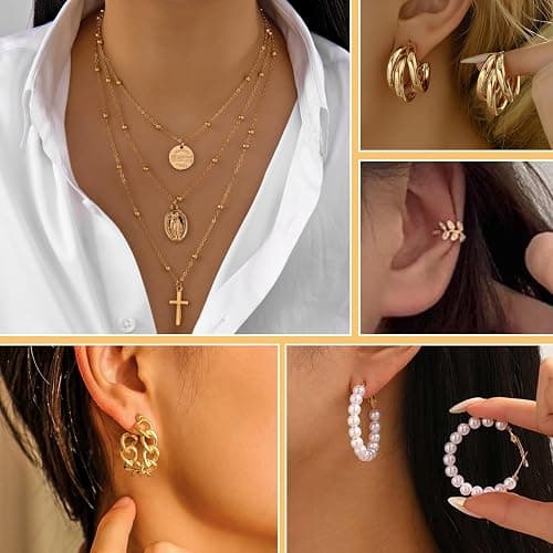 JSTHHTT Schmuck Gold, Schmucksets für Damen, Schmuckset Gold, Schmuck Set Damen, Modeschmuck Schmuckset, Schmuck Set für Geschenke Geburtstags Valentinstag thumbnail 6