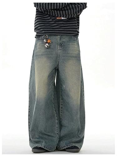 Floerns Men's Baggy Jeans Vintage Wide Leg Y2k Hip Hop Denim Pants Streetwear thumbnail 5