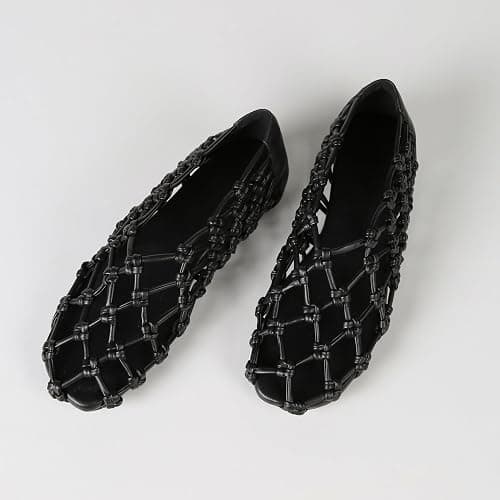 ATBELL Knotted Flats for Women Woven Leather Round Toe Ballet Flat Comfortable Casual Summer Ballerina Shoes Fishnet Mary Jane Shoe thumbnail 6