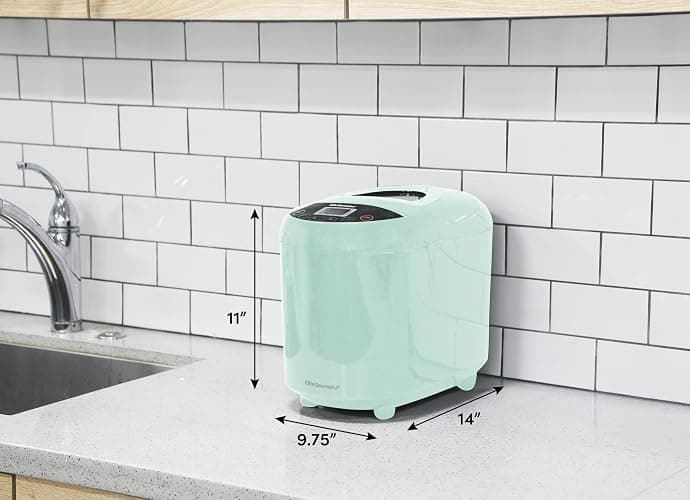 Elite Gourmet EBM8103M Programmable Bread Maker Machine 3 Loaf Sizes, 19 Menu Functions Gluten Free White Wheat Rye French and more, 2 Lbs, Mint thumbnail 2