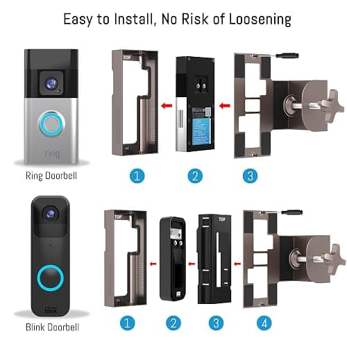 Anti Theft Ring Doorbell Mount: Metal Ring Apartment Door Mount Blink Doorbell Camera Holder No Drill - Renter Friendly Ring Doorbell Mount No Damage thumbnail 6
