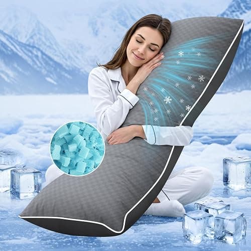 YZ HOME Cooling Body Pillow for Adults- Pillow Insert with Shredded Blue Memory Foam, Soft Support for Side Sleepper, Pregnant Women, Back Pain Relief, Washable Pillowcase (20x54 Inch, Grey) - Image 1