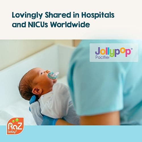 RaZbaby Jollypop Pacifier for Newborns & Up, USA Made, Natural Shaped Orthodontic Binky, Lovingly Shared in NICUs & Hospitals Worldwide, Medical-Grade 100% BPA-Free - 0-3 Months, 2 Pack - Lavender thumbnail 2