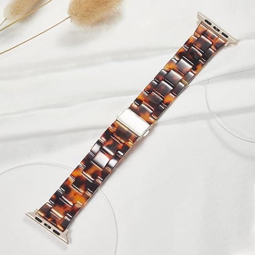 HOPO Resin Bands Compatible With Apple Watch Band iWatch Band For Women Men | 38/40/41/42/44/45/46/49mm,Series Ultra/11/10/9/8/7/6/5/4/3/2/1/SE,Dressy Thin Lightweight Strap Bracelet Fashion Wristband thumbnail 6