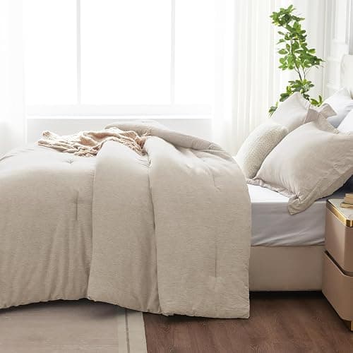 CozyLux Full Size Comforter Set - 3 Pieces Beige Soft Luxury Cationic Dyeing Bedding Comforter for All Season, Breathable Lightweight Fluffy Boho Bed Sets with 1 Comforter and 2 Pillow Shams thumbnail 9
