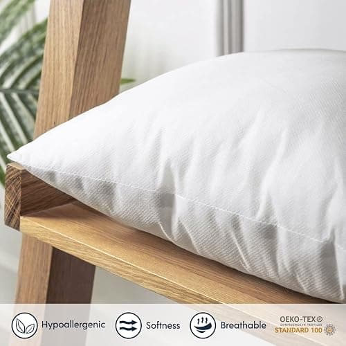 Phantoscope Premium Outdoor Pillow Inserts - Pack of 2 Square Form Water Resistant Polyester Throw Pillows, Couch Sham Cushion Stuffer, 18 X 18 inches thumbnail 8