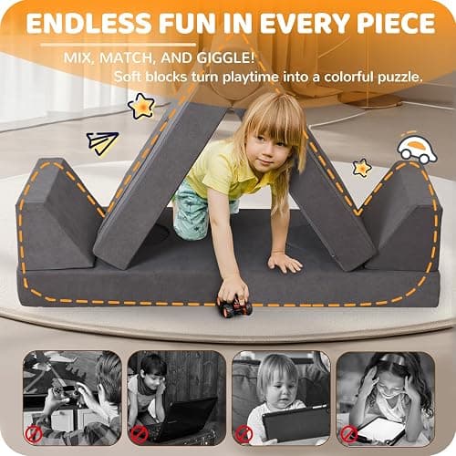 Winhomish 12-Piece Modular Kids Play Couch – Premium Soft Foam, Removable Cover, Comfortable & Safe Toddler Couch for Children 1-6 Years, Portable & Easy to Clean, Ideal for Living Room & Playroom thumbnail 4