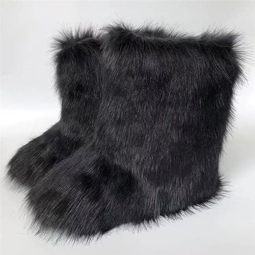 Chlemeter Women's Faux fur Boot Warm Comfortable Outdoor Flat Shoes Furry Fluffy Short Snow 2026 Boot Mid-Calf Boots thumbnail 3