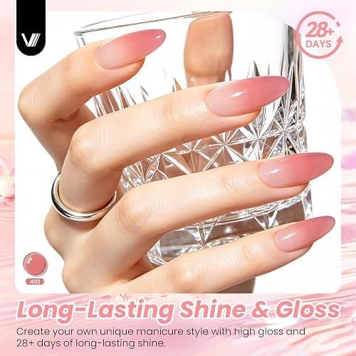 VANREESA 24Pcs Jelly Gel Nail Polish Set -Soft Milky White Nude Pink Red Brown Jelly Translucent Gel Polish Colors with Base Coat 2 Top Coats Neutral Colors All Seasons Nail Polish Set Gifts for Women thumbnail 5