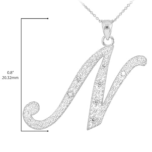 Claddagh Gold .925 Sterling Silver Cubic Zirconia Dangling Cursive Initial A-Z Charm 4/5" Pendant - Choice of Letter thumbnail 3
