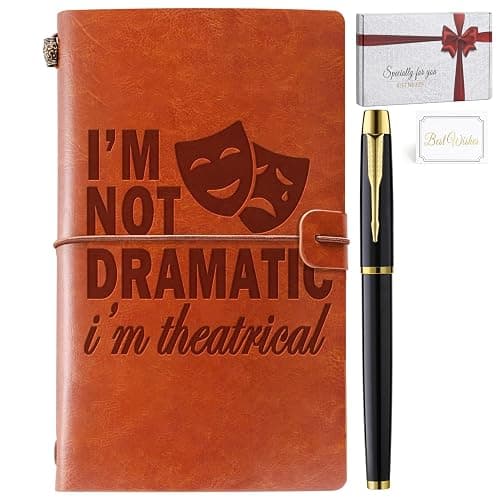 Theater Gifts Musical Theater Gifts Leather Journal Notebook Broadway Gifts for Directors Actors Music Teachers Musicians Funny Gifts for Theater Kids Drama Student Graduation Birthday Christmas - Image 1