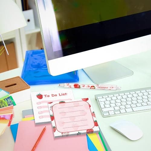 Sabary 18 Pcs Stationery Set, 12 Aesthetic Pens & 6 Sticky Notes, Valentines Gifts, Baby Shower Party, Cute Office School Supplies, Gifts for Women Students Nurses Teachers Coworker(Strawberry) thumbnail 6