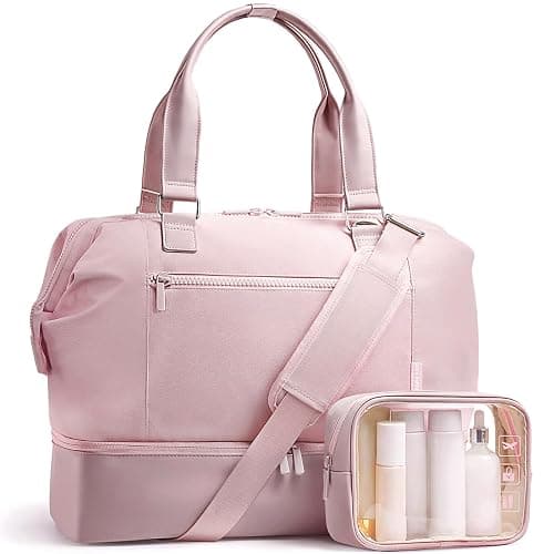 TOPEAST Travel Duffle Bag, Weekender Bags for Women with Shoe Compartment | 40L Carry On Bag with TSA Toiletry Bag & Wet Pocket for Overnight, Weekend, Hospital, Yoga, Business Trips, Sport, Gym, Pink - Image 1