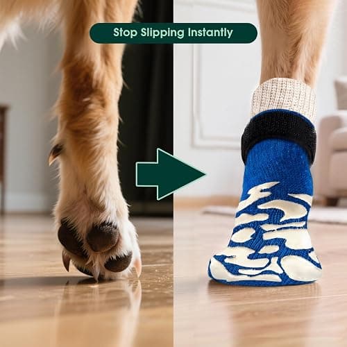 Kuoser Dog Socks for Hardwood Floors, Anti Slip Dog Dog Recovery Boot to Prevent Licking Paws, Grippers for Senior Dogs, Non Slip Paw Protectors for Small Medium Large Dogs thumbnail 6