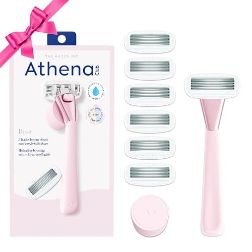 Athena Club Women's Razor Shave Kit, 1 Rose Razor Handle + 6 Blade Refills - Image 1