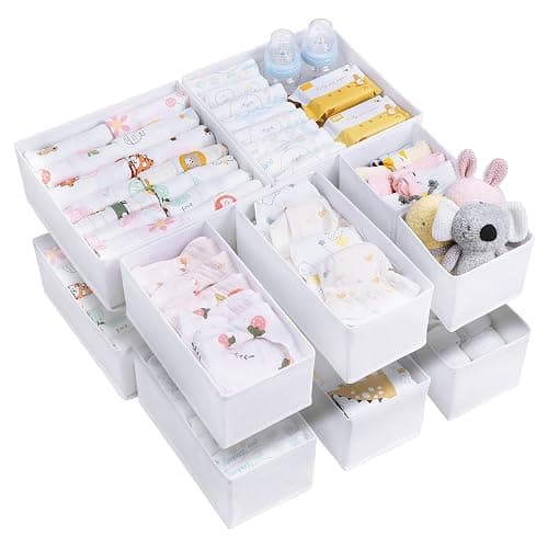 Vtopmart 12Pack Drawer Organizer for Clothes, Underwear Organizer Bins, Foldable Fabric Closet Storage Organization, Dresser Drawer Dividers for Baby Clothing, Bra, Socks, Ties, Scarf - Image 1