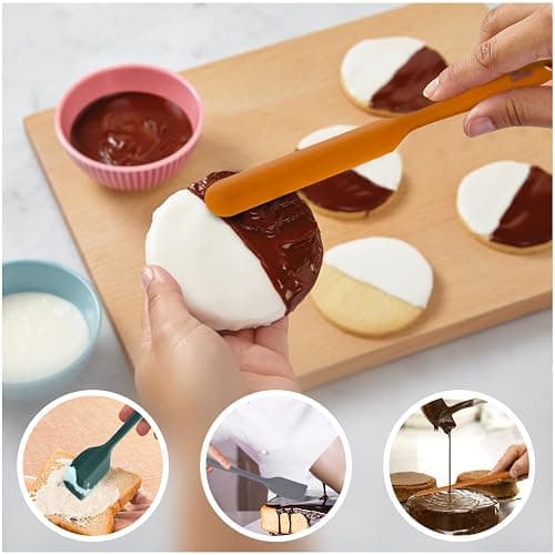 HOTEC Heat Resistant 600℉ BPA-Free Silicone Rubber Spatula Set for Baking, Cooking, and Mixing Non Stick Dishwasher Safe, Neutral Set of 5 thumbnail 3
