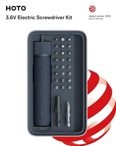 HOTO Electric Screwdriver Kit, Upgraded 1/4'' Hex 25 Bits, Magnetic Lid, Rechargeable Cordless Screwdriver, 3 Torque Settings, 1500mAh Battery, LED Light, Ideal for Assembling Furniture, Home Repair thumbnail 9