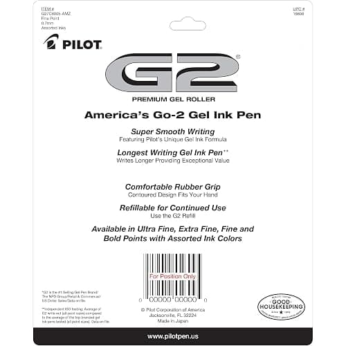 Pilot G2 Pens, Premium Refillable And Retractable Gel Ink Pens Fine Point (0.7mm), 8 Colors, 8 Count thumbnail 2