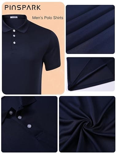 PINSPARK Golf Polo Shirts for Men Quick Dry Short Sleeve Collared Shirt Slim Fit Summer Casual Polos Shirt thumbnail 5