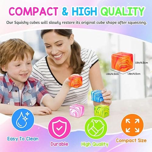 Audasi 4 Pcs Fidget Toys Squishy Stress Cube, Solid Ice Cube High Density Malt Sugar Filled Squishy Stress Relief Toys Autism Fidget Balls Sensory Anxiety Relief Item for Kids Adults thumbnail 6