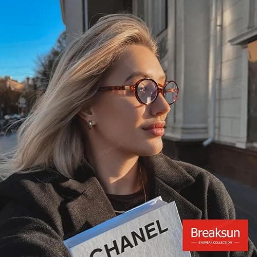 Breaksun Fashion Oval Glasses for Women Men Retro Round Tortoise Frame Blue Light Glasses Nerd Eyeglasses thumbnail 4