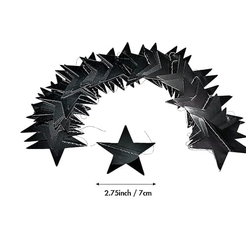 Patelai 130 Feet Glitter Star Garland Banner 2026 Party Decoration Double Side Star Hanging String Streamer Paper Twinkle for Graduation Wedding Birthday (Black) thumbnail 3