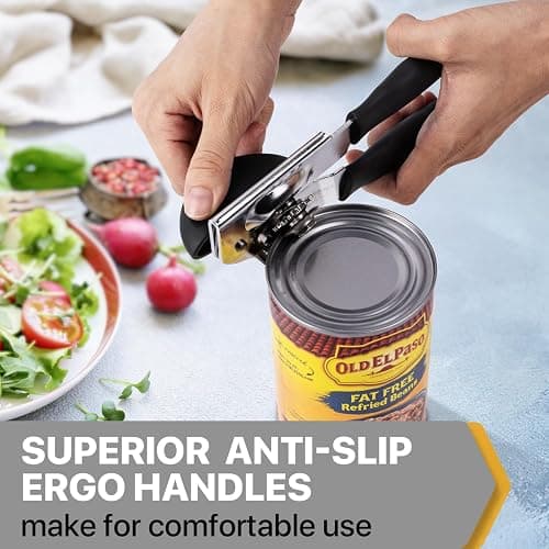 Can Opener Manual Heavy Duty, UHIYEE Hand Held Can Openers for Seniors with Comfort Grip Sharp Blade, Solid Steel Hand Manual Can Open with Magnet for Kitchen Camping, Black thumbnail 5