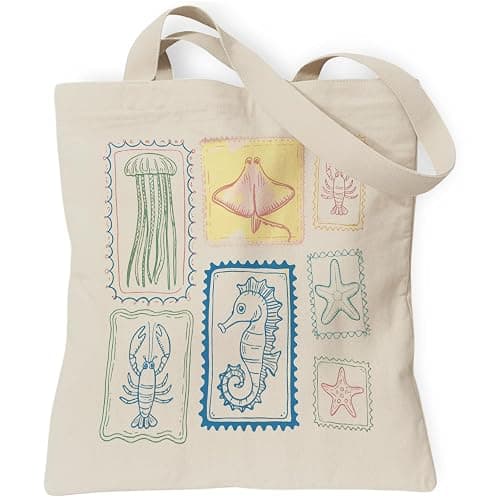 TOTEUSVIA Aesthetic Canvas Tote Bag, Cute Reusable Bags for Women with Inner Pocket - Image 1