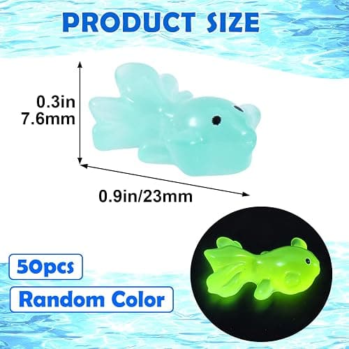 YALOJE 50pcs Mini Resin Fish Glow in The Dark, Mixed Color Miniature Luminous Fish Ornament, Cute Tiny Animal Figures for Aquarium, Landscape, DIY Crafts Decor -Random Color thumbnail 3